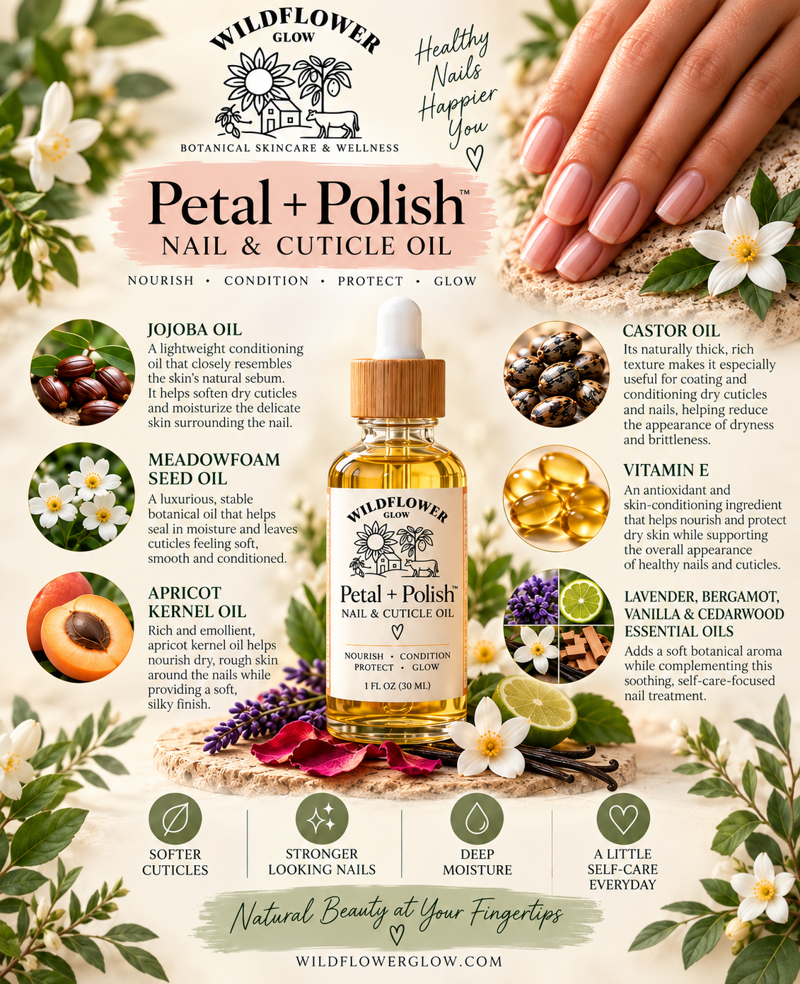 Petal + Polish Nail & Cuticle Oil | Botanical Conditioning & Moisture Treatment