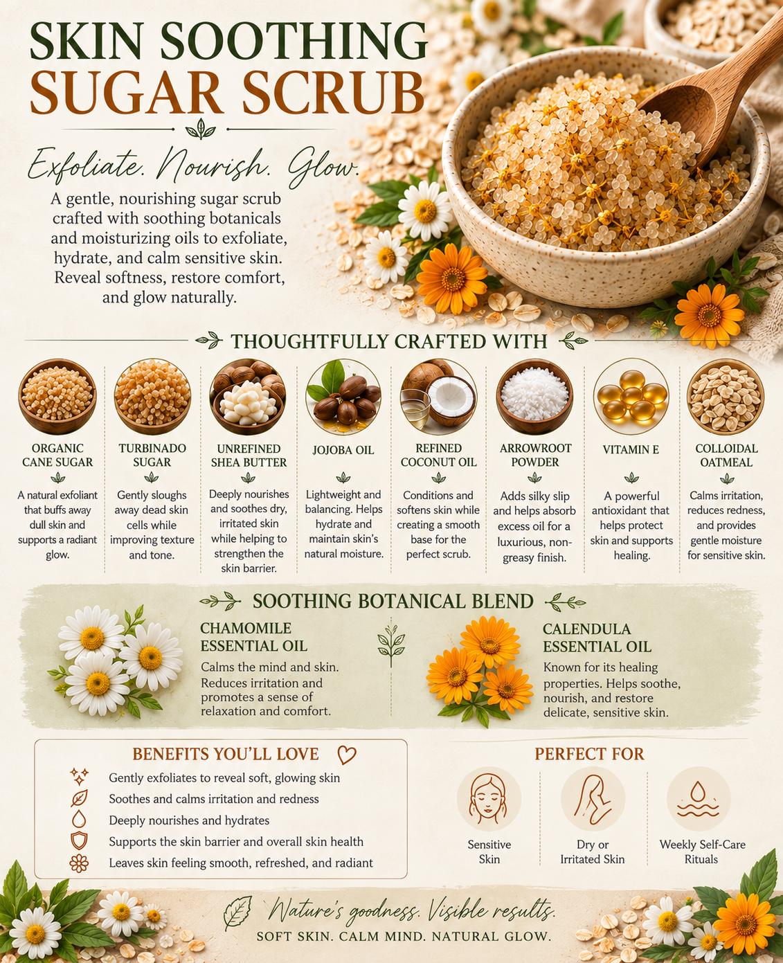 Skin Soothing Sugar Scrub & Mineral Bath Salt Duo | Colloidal Oatmeal & Dead Sea Salt Set
