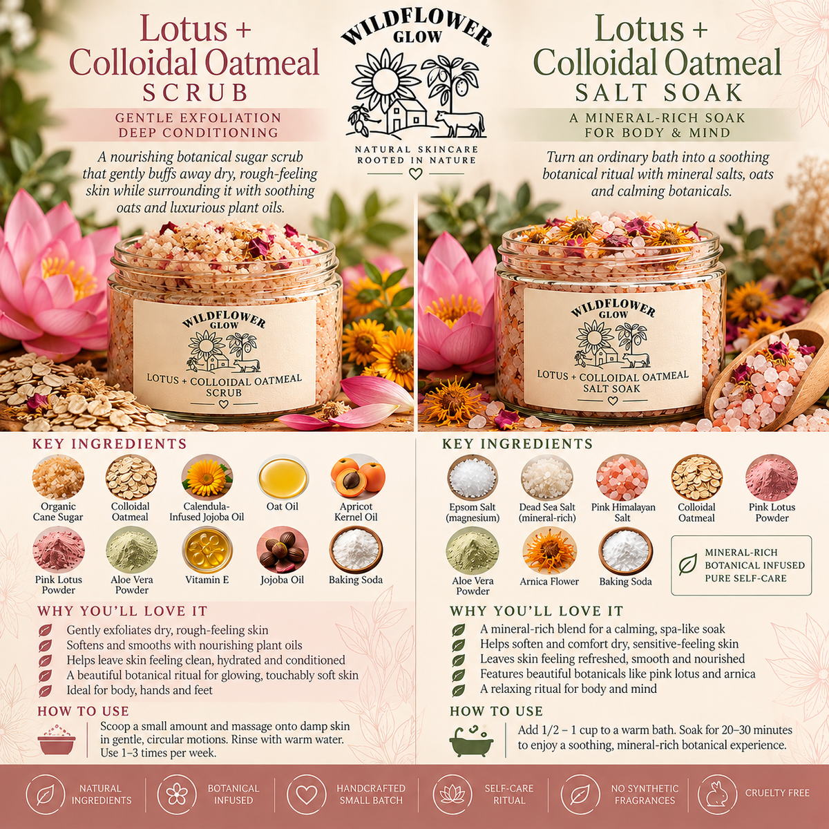 Lotus & Colloidal Oatmeal Ritual | Restorative Body Scrub & Salt Soak