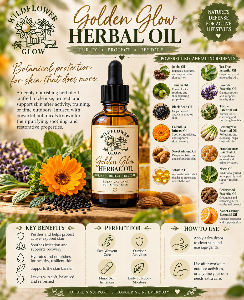 Golden Glow Defense Oil | Clarifying & Barrier Repair Face & Body Oil
