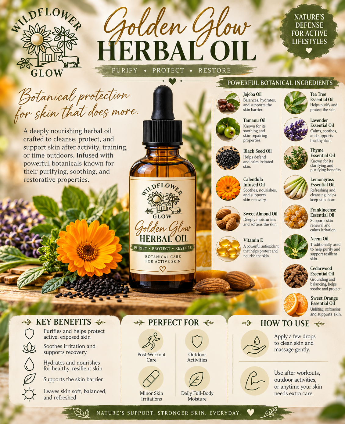 Golden Glow Defense Oil | Clarifying & Barrier Repair Face & Body Oil